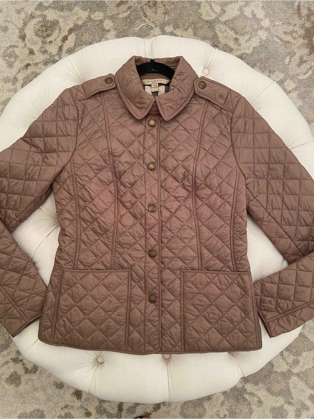 Burberry Thermoregulated Ferleigh Beige Taupe Quilted Jacket sz S